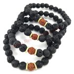 Rudraksha And Lava Stone Combination Bracelet