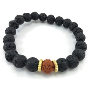 Rudraksha And Lava Stone Combination Bracelet