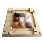 Energized Brahma Pyramid Single Grid with sriparni Wooden Plate- Vastu Correction for The Center (brahmasthan)