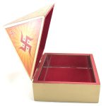 Wooden Pyramid Wish Box Size 4 inch Om Sticker Wish Box