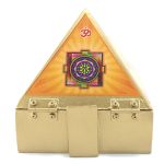 Wooden Pyramid Wish Box Size 4 inch Om Sticker Wish Box