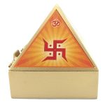 Wooden Pyramid Wish Box Size 4 inch Om Sticker Wish Box