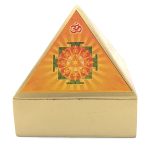 Wooden Pyramid Wish Box Size 4 inch Om Sticker Wish Box