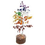 7 Chakra Stones Tree with Silver Wire