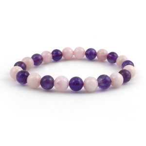 Rose Quartz Amethyst Combination Bracelet 8mm