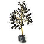 Black Agate Stones Tree with Black Tourmaline Stone Base