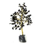 Black Agate Stones Tree with Black Tourmaline Stone Base