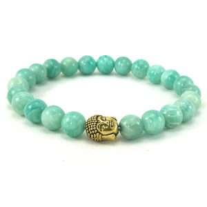 Amazonite with Buddha Charm Bracelet 8mm