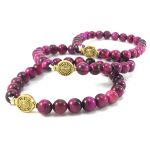 Magenta Cats Eye Tiger Bracelet 8mm