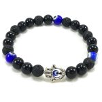 Lava Onxy Evil Eye Combination with Humsa Bracelet