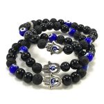 Lava Onxy Evil Eye Combination with Humsa Bracelet