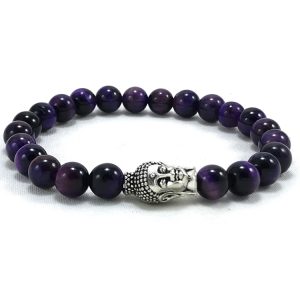 Purple Cats Eye With Buddha Charm Bracelet