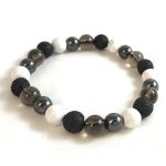 Smoky Quartz, Lava, Hematite, Howlite Combination Bracelet 8mm