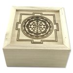 Sri Yantra Sacred Geometry Wooden Box, Cash Box, Bracelet Charging Box. (Size 4 x 3.5 x 2 Inches)