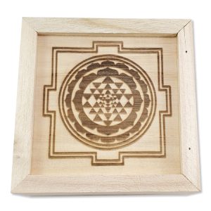 Sri Yantra Sacred Geometry Wooden Box, Cash Box, Bracelet Charging Box. (Size 4 x 3.5 x 2 Inches)