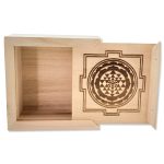 Sri Yantra Sacred Geometry Wooden Box, Cash Box, Bracelet Charging Box. (Size 4 x 3.5 x 2 Inches)