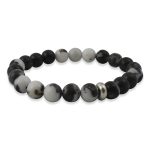 Black and White Zebra Jasper Bracelet 8mm single Bracelet, Black and White Zebra Jasper stone, Black and White color.