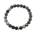 Picasso Jasper Bracelet 8mm single Bracelet, Picasso Jasper stone, Grey Color.