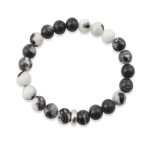 Black and White Zebra Jasper Bracelet 8mm single Bracelet, Black and White Zebra Jasper stone, Black and White color.