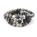 Picasso Jasper Bracelet 8mm single Bracelet, Picasso Jasper stone, Grey Color.