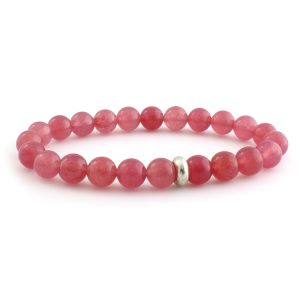 Cherry Quartz Bracelet 8mm single Bracelet, Cherry Quartz stone, Pink color.