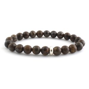 Bronzite Bracelet 8mm single Bracelet, Bronzite stone, Brown color.