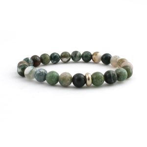 Tree Agate Bracelet 8mm single Bracelet, Tree Agate stone, Green color.