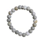 Bamboo Leaf Bracelet 8mm single Bracelet, Bamboo Leaf stone, Grey color.