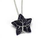 Blue Gold Stone Wire Tree Star Pendant