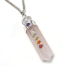 Charged Activated Energized Rose Quartz Stone Seven Chakra Pendant