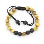 Yellow Cats Eye & Lava Combination Bracelet 8mm