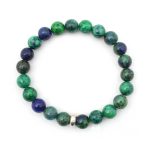 Azurite Bracelet 8mm, Azurite Bracelet with Ring charm