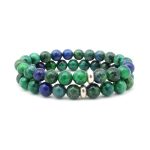 Azurite Bracelet 8mm, Azurite Bracelet with Ring charm