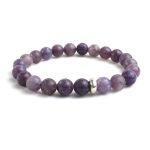 Lepidolite Bracelet 8mm, Lepidolite Bracelet with Ring Charm