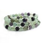 Multicolor Fluorite Natural Stone Single Bracelet with Ring Charm