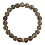 Smoky Quartz Bracelet 8mm, Smoky Quartz Bracelet with Ring Charm