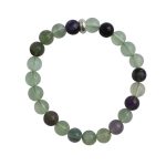 Multicolor Fluorite Natural Stone Single Bracelet with Ring Charm