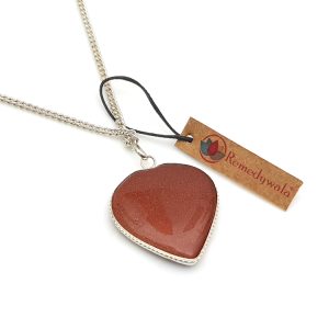 Red Goldstone Heart Shape Pendant, Goldstone Pendant, Gold Stone Pendant