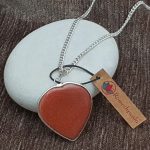 Red Goldstone Heart Shape Pendant, Goldstone Pendant, Gold Stone Pendant