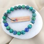 Azurite Bracelet 8mm, Azurite Bracelet with Ring charm