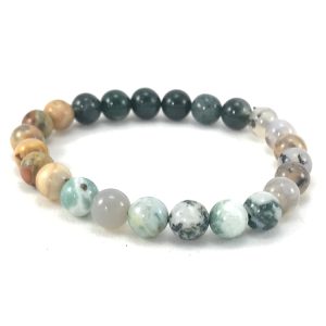 Mix Agate Bracelet 8mm (Moss Agate, Tree Agate, Crazy Lace Agate)