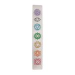 Selenite Flat Stick with 7 Chakra Symbols Engraved