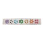 Selenite Flat Stick with 7 Chakra Symbols Engraved