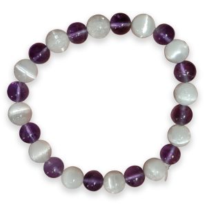 Selenite Amethyst Combination Bracelet 8mm