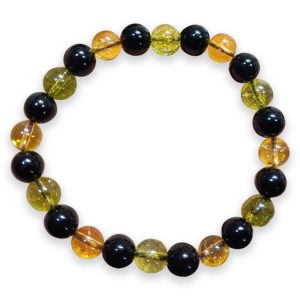 Remedywala Charged Activated Energized Citrine, Peridot and Onyx Combination Bracelet 8mm