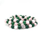 Rose Quartz Green Jade Combination Bracelet With Budhha Charm