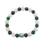 Rose Quartz Green Jade Combination Bracelet With Budhha Charm