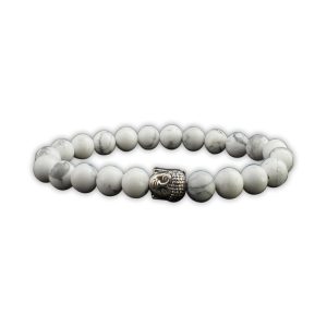 White Howlite Bracelet With Buddha Charm