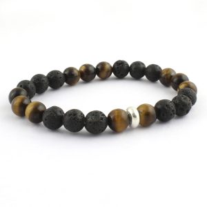 Lava Tiger Eye Combination 8mm Bracelet